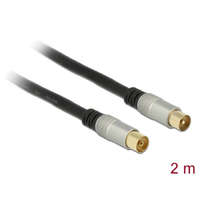  DeLock Antenna Cable IEC Plug > IEC Jack RG-6/U quad shield Premium 2m Black