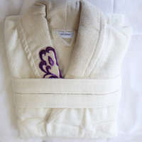 Ábránd Frottír sálgalléros köntös, Beige Elegante Hímzett (1)(100 % pamut), L