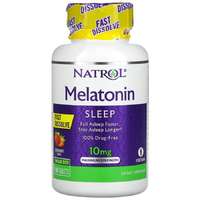 Natrol Melatonin, 10 mg, 100 db, gyors felszívódású, eper íz, Natrol