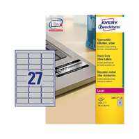 Avery Zweckform 63,5*29,6 mm-es Avery Zweckform A4 íves etikett címke, ezüst színű (100 ív/doboz)