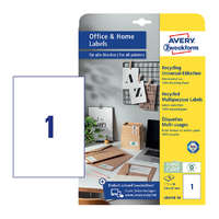 Avery Zweckform Etikett címke 210x297 mm, Avery Zweckform, Fehér színű, (10 ív/doboz)
