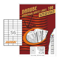 Danube 52,5*21,2 mm Danube A4 íves etikett címke, fehér színű (100 ív/doboz)