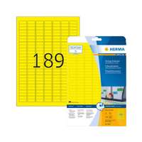 Herma 25,4*10 mm-es Herma A4 íves etikett címke, sárga színű (20 ív/doboz)