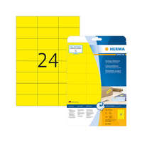Herma 70*37 mm-es Herma A4 íves etikett címke, sárga színű (20 ív/doboz)