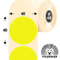 Tezeko 40 mm-es kör, papír címke, fluo sárga színű (1100 címke/tekercs)