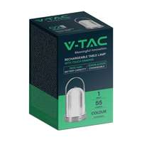V-TAC V-TAC 1W króm színű asztali akkumulátoros LED lámpa akril búrával, CCT - SKU 7990