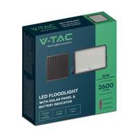 V-TAC V-TAC 20000mAh napelemes LED reflektor 30W természetes fehér, 2600 Lumen, fekete házzal - SKU 7830