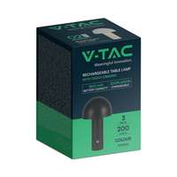 V-TAC V-TAC 3W fekete asztali akkus lámpa, érintéssel vezérelhető akkumulátoros LED lámpa - SKU 7898