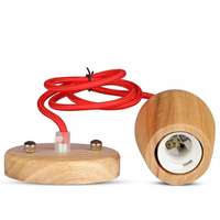 V-TAC V-TAC fa lámpa, függeszték, piros vezetékkel E27 foglalattal - SKU 3723