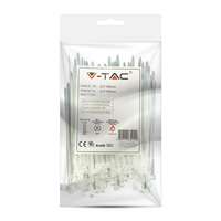 V-TAC V-TAC fehér, műanyag gyorskötöző 2.5x100mm, 100db/csomag - SKU 11159