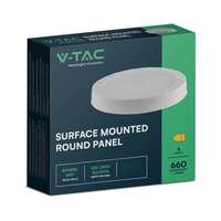 V-TAC V-TAC felületre szerelhető, műanyag házas, kerek LED panel 6W, meleg fehér - SKU 7870