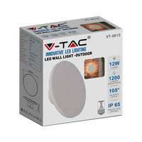 V-TAC V-TAC indirekt világítású 12W kültéri, kerek fehér fali LED lámpa, meleg fehér - SKU 6785