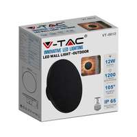 V-TAC V-TAC indirekt világítású 12W kültéri, kerek fekete LED lámpa, meleg fehér - SKU 6787