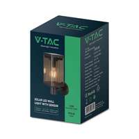 V-TAC V-TAC napelemes fali lámpa E27 foglalattal és szenzorral, fekete IP44, meleg fehér - SKU 23010