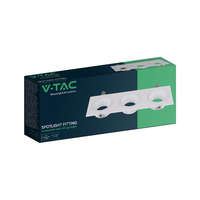 V-TAC V-TAC téglalap GU10 3 foglalatos LED spotlámpa keret, fehér lámpatest - SKU 10299