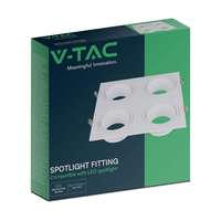 V-TAC V-TAC négyzet GU10 4 foglalatos LED spotlámpa keret, fehér lámpatest - SKU 23003