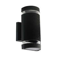 V-TAC V-TAC polikarbonát félkör alakú kültéri fali lámpa, fekete, 2 db E27 foglalattal - SKU 93573