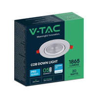 V-TAC V-TAC süllyeszthető LED SMD mélysugárzó lámpa 20W hideg fehér, 95 Lm/W - SKU 21844