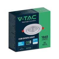 V-TAC V-TAC süllyeszthető LED SMD mélysugárzó lámpa 20W meleg fehér, 90 Lm/W - SKU 21842