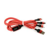 MXM 3 az 1-ben USB kábel C-típusú microUSB-vel és Lightning csatlakozóval, 1,25 méter hosszú
