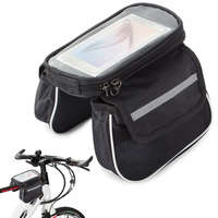  Kerékpár táska 2 zsebbel és telefontartóval - fekete