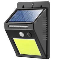  LED napelemes fali lámpa 48 db fényforrás, fény- és mozgásérzékelővel, fekete