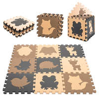  Habszivacs puzzle szőnyeg gyerekeknek 9el. bézsbarna-fekete 85cm x 85cm x 1cm