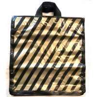  Szalagfüles táska, 40 x 42 cm, arany-fekete csíkos, nyomdázott, 25 db/csomag