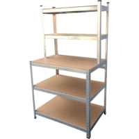 Praktiker Living Praktiker 90x30/60x156cm horganyzott fémpolc 5 MDF polccal