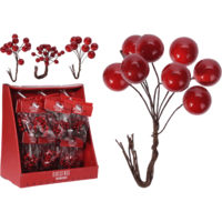 Márka nélkül / Without brand DEKOR PIROS BOGYÓK 3DB/SZETT, 12X3X18CM, 3 FÉLE MODELL