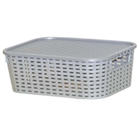 Márka nélkül / Without brand RATTAN MINTÁZATÚ KOSÁR TETŐVEL 5L, SZÜRKE