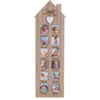 Home Decor HOME DECOR BABY KÉPKERET 12 FOTÓHOZ 48X14,8X0,8CM NATÚR FA HATÁSÚ