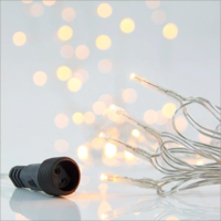 Eurolamp EUROLAMP FÉNYFÜZÉR KÜLTÉRI SOROLHATÓ, 100 LED, MELEG FEHÉR, ÁTLÁTSZÓ KÁBEL, IP44