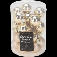 Márka nélkül / Without brand GÖMB SZETT ÜVEG ARANY 25MM 24DB: 12 FÉNYES, 12 MATT