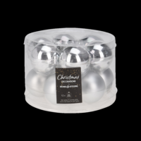 Márka nélkül / Without brand GÖMB SZETT ÜVEG EZÜST 50MM 12DB: 6 FÉNYES, 6 MATT