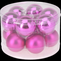 Márka nélkül / Without brand GÖMB SZETT ÜVEG FUKSZIA 50MM 12DB 6 FÉNYES 6 MATT