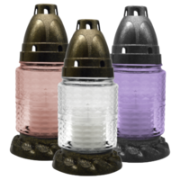 Márka nélkül / Without brand ÜVEGMÉCSES RUSZTIKUS FEDÉLLEL ÉS TALPPAL 30G HENGER ALAKÚ, BORDÁZOTT ÜVEGŰ