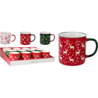 Márka nélkül / Without brand Mintás bögre 540ml 9x10x10cm 3 színben kőporcelán