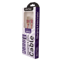 Entac Fashion King 100cm piros szövet USB A - Lightning kábel