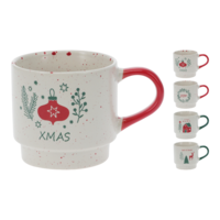 Márka nélkül / Without brand Karácsonyi kőporcelán bögre szett 2db többféle minta