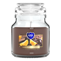 Bispol Illatgyertya 120g fedeles üvegben csokoládé-narancs illat 28 óra