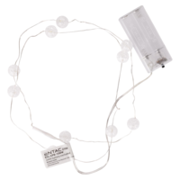 Entac Entac fényfüzér 10 LED melegfehér 1,3m IP20 elemes, áttetsző műanyag golyó