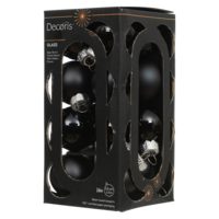 Norand Fekete matt-fényes 3,5 cm üveggömb szett 16db/cs