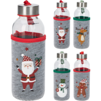 Márka nélkül / Without brand Karácsonyi üveg ivópalack 400 ml 4-féle