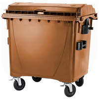  külső hulladéktároló, Lapos fedelű műanyag konténer - 1100 l - barna