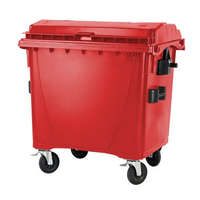  külső hulladéktároló, Lapos fedelű műanyag konténer - 1100 l - piros