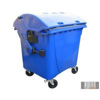  külső hulladéktároló, Gömbölyű fedelű műanyag konténer - 1100 L kék színben HUL-0014-1