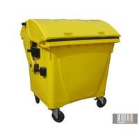  külső hulladéktároló, Gömbölyű fedelű műanyag konténer - 1100 L sárga színben HUL-0014-4