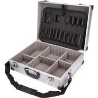 EXTOL EXTOL 9703 szerszámostáska (koffer) alumínium; 460×330×155 mm, ezüst színű, hordszíjjal