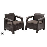 Allibert ALLIBERT CORFU DUO polyrattan kerti fotelek, 2db - barna 223194
